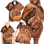 Australia Mother's Day 2026 Indigenous Art Family Matching Off Shoulder Short Dress and Hawaiian Shirt