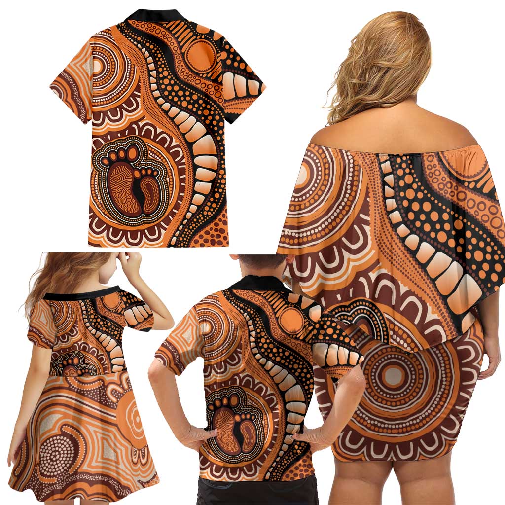 Australia Mother's Day 2026 Indigenous Art Family Matching Off Shoulder Short Dress and Hawaiian Shirt