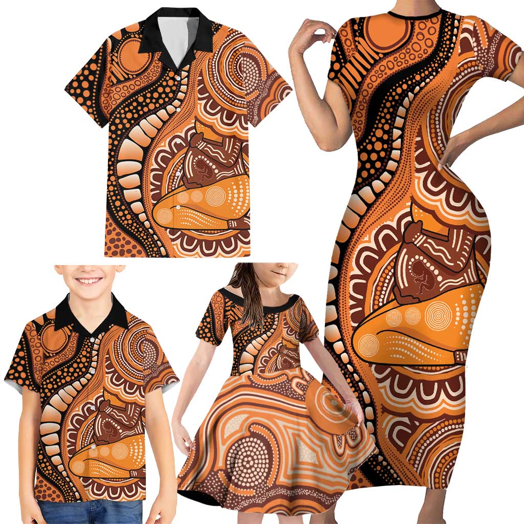 Australia Mother's Day 2026 Indigenous Art Family Matching Short Sleeve Bodycon Dress and Hawaiian Shirt