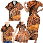 Australia Mother's Day 2026 Indigenous Art Family Matching Short Sleeve Bodycon Dress and Hawaiian Shirt