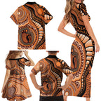 Australia Mother's Day 2026 Indigenous Art Family Matching Short Sleeve Bodycon Dress and Hawaiian Shirt