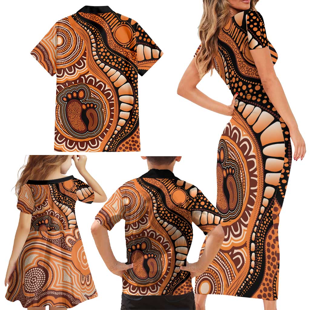 Australia Mother's Day 2026 Indigenous Art Family Matching Short Sleeve Bodycon Dress and Hawaiian Shirt