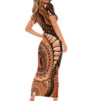 Australia Mother's Day 2026 Indigenous Art Family Matching Short Sleeve Bodycon Dress and Hawaiian Shirt