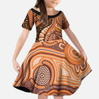 Australia Mother's Day 2026 Indigenous Art Kid Short Sleeve Dress