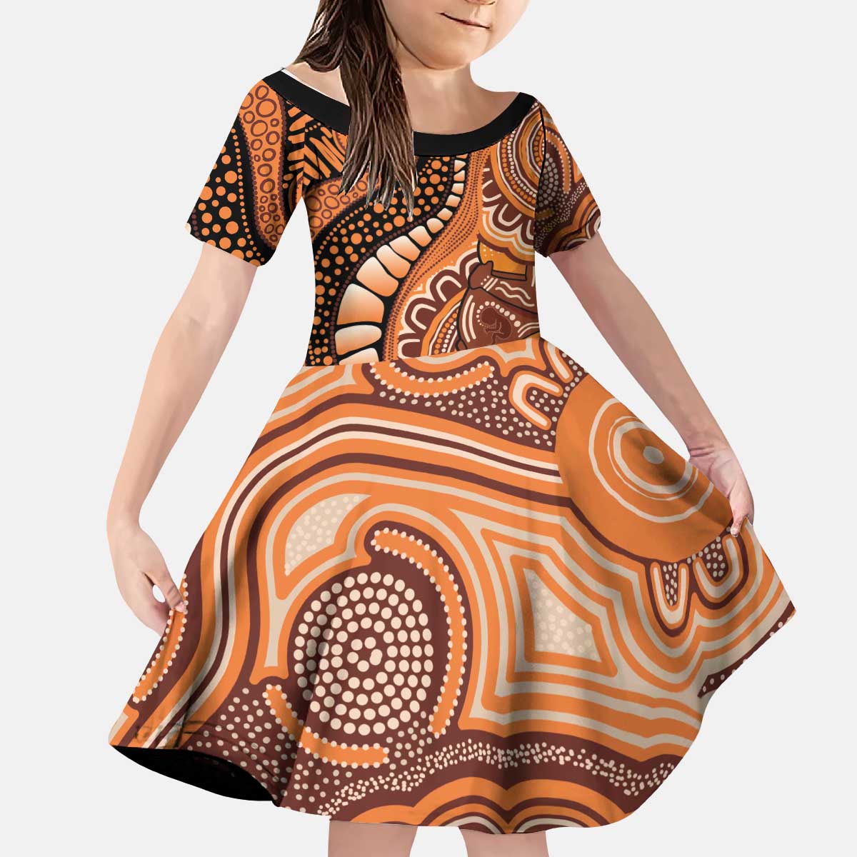 Australia Mother's Day 2026 Indigenous Art Kid Short Sleeve Dress