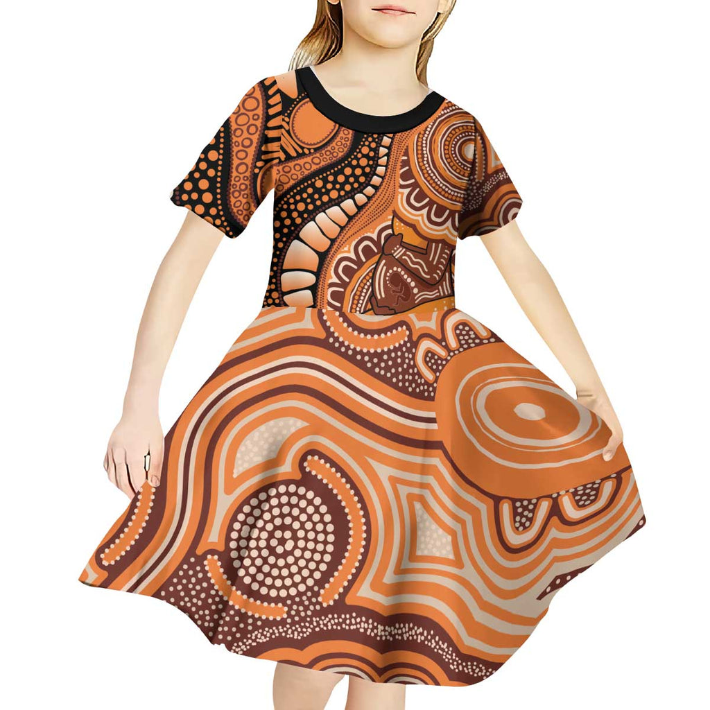 Australia Mother's Day 2026 Indigenous Art Kid Short Sleeve Dress