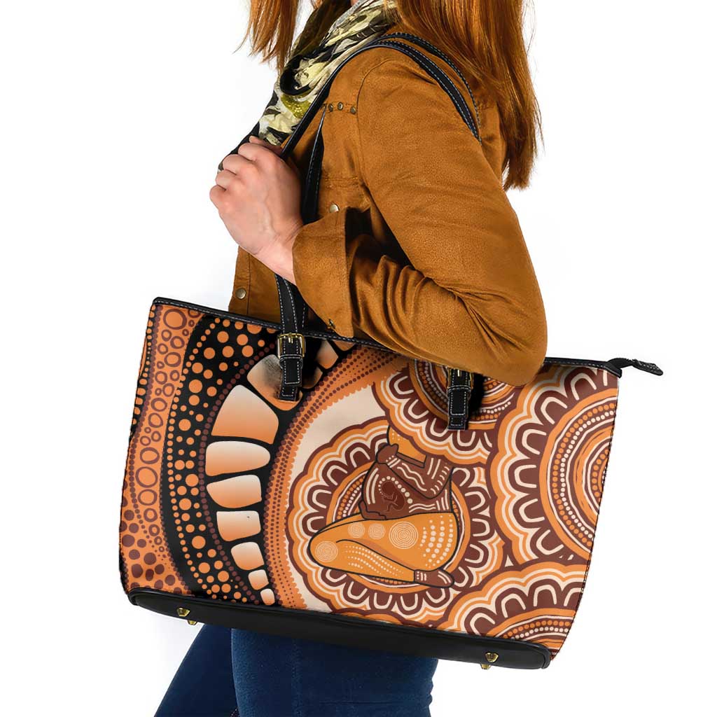 Australia Mother's Day 2026 Indigenous Art Leather Tote Bag