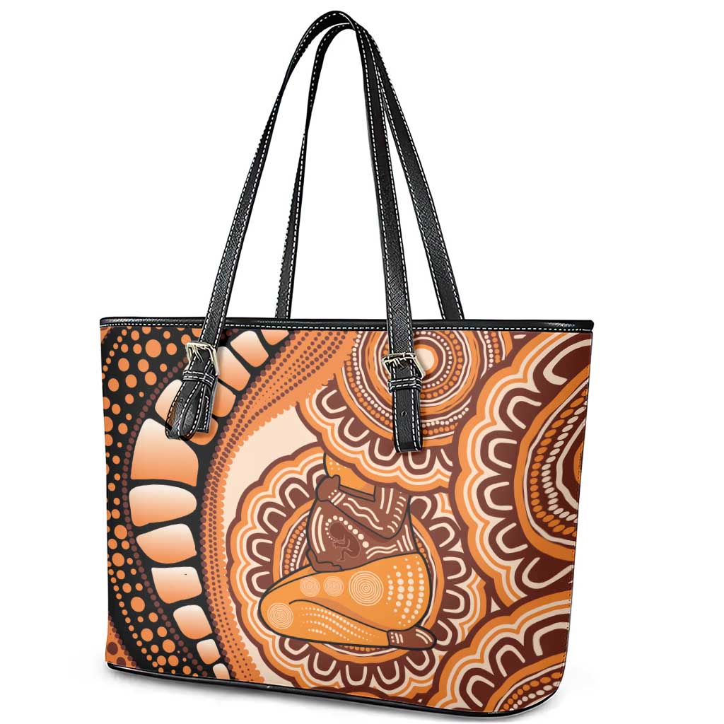 Australia Mother's Day 2026 Indigenous Art Leather Tote Bag