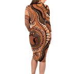 Australia Mother's Day 2026 Indigenous Art Long Sleeve Bodycon Dress