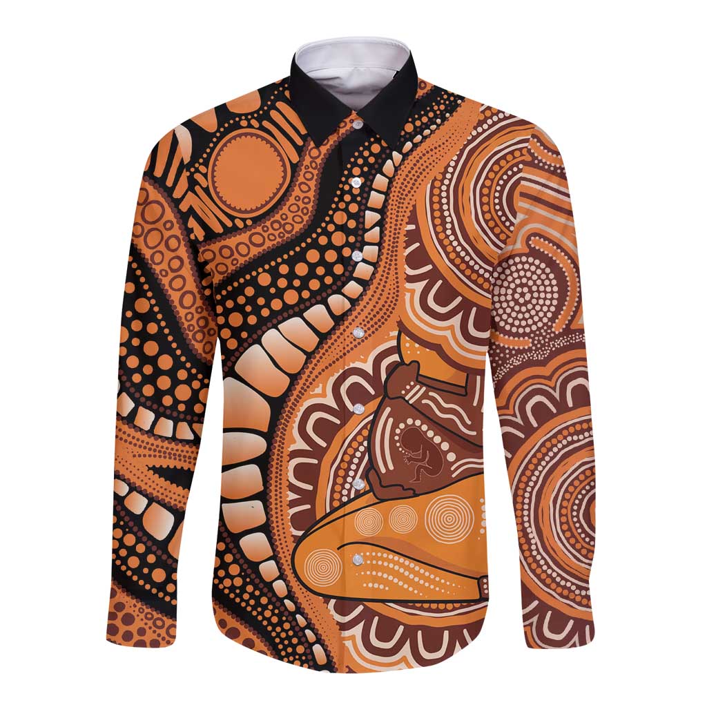 Australia Mother's Day 2026 Indigenous Art Long Sleeve Button Shirt