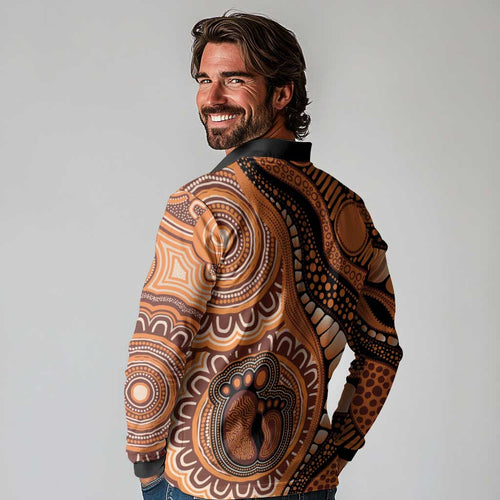 Australia Mother's Day 2026 Indigenous Art Long Sleeve Polo Shirt