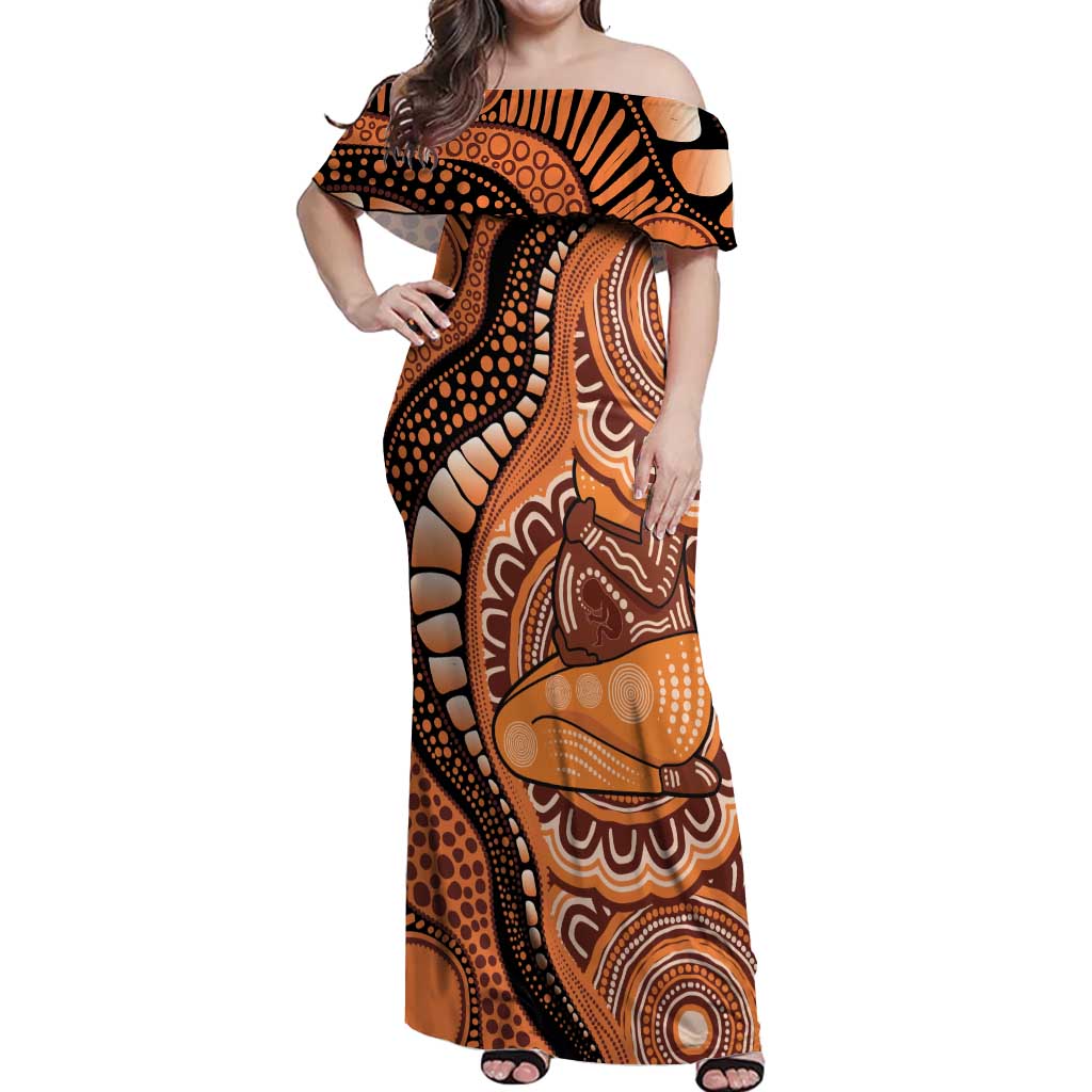 Australia Mother's Day 2026 Indigenous Art Off Shoulder Maxi Dress