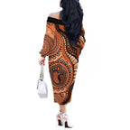 Australia Mother's Day 2026 Indigenous Art Off The Shoulder Long Sleeve Dress