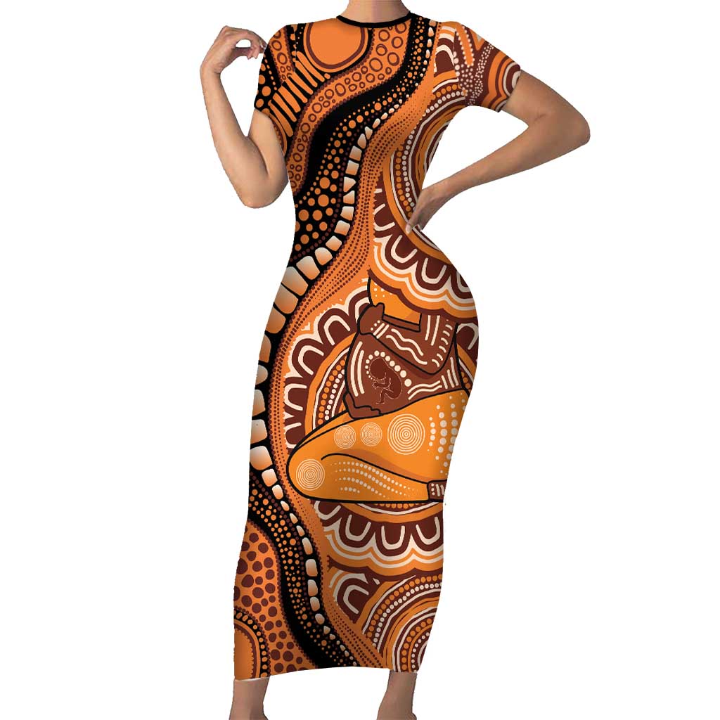 Australia Mother's Day 2026 Indigenous Art Short Sleeve Bodycon Dress
