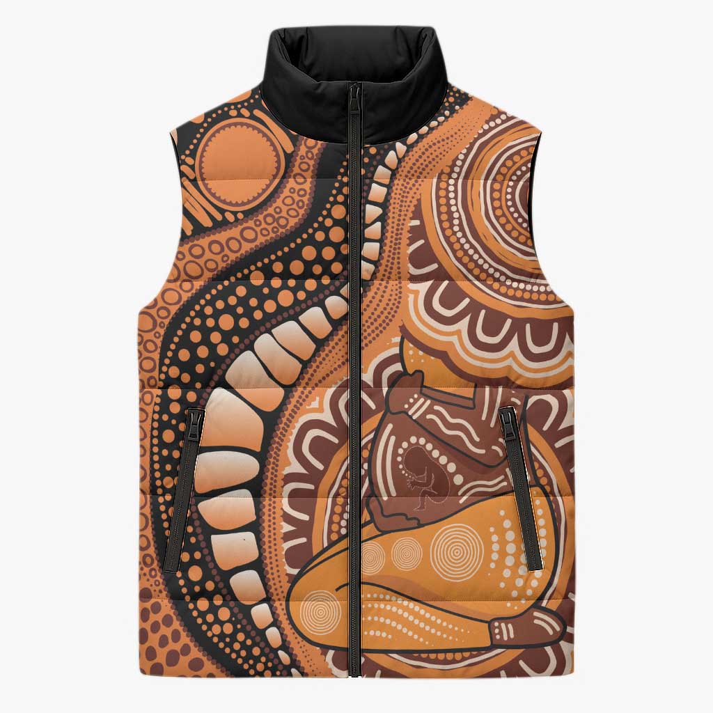 Australia Mother's Day 2026 Indigenous Art Sleeveless Puffer Jacket
