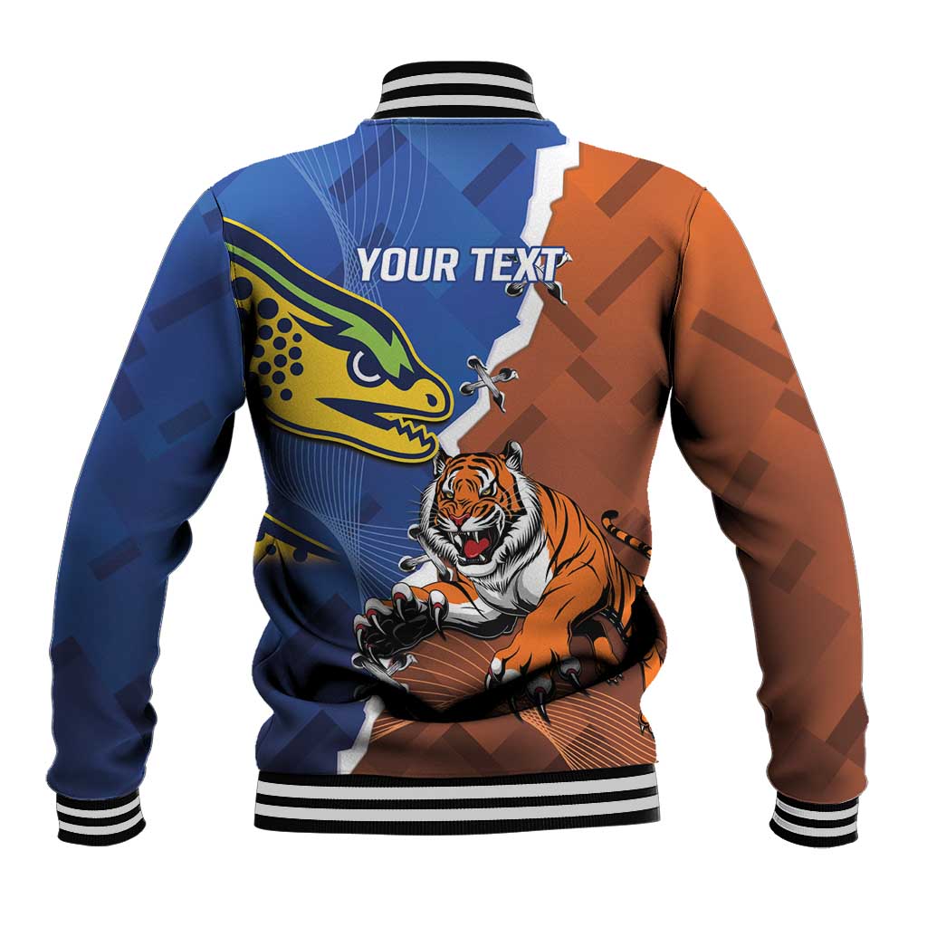 Personalised Tigers and Eels Rugby Baseball Jacket Dynamic Style