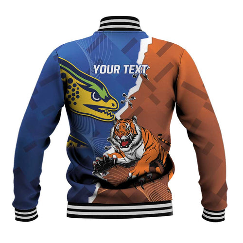 Personalised Tigers and Eels Rugby Baseball Jacket Dynamic Style