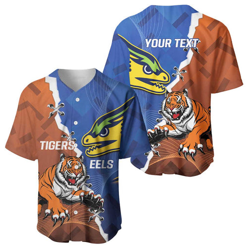 Personalised Tigers and Eels Rugby Baseball Jersey Dynamic Style