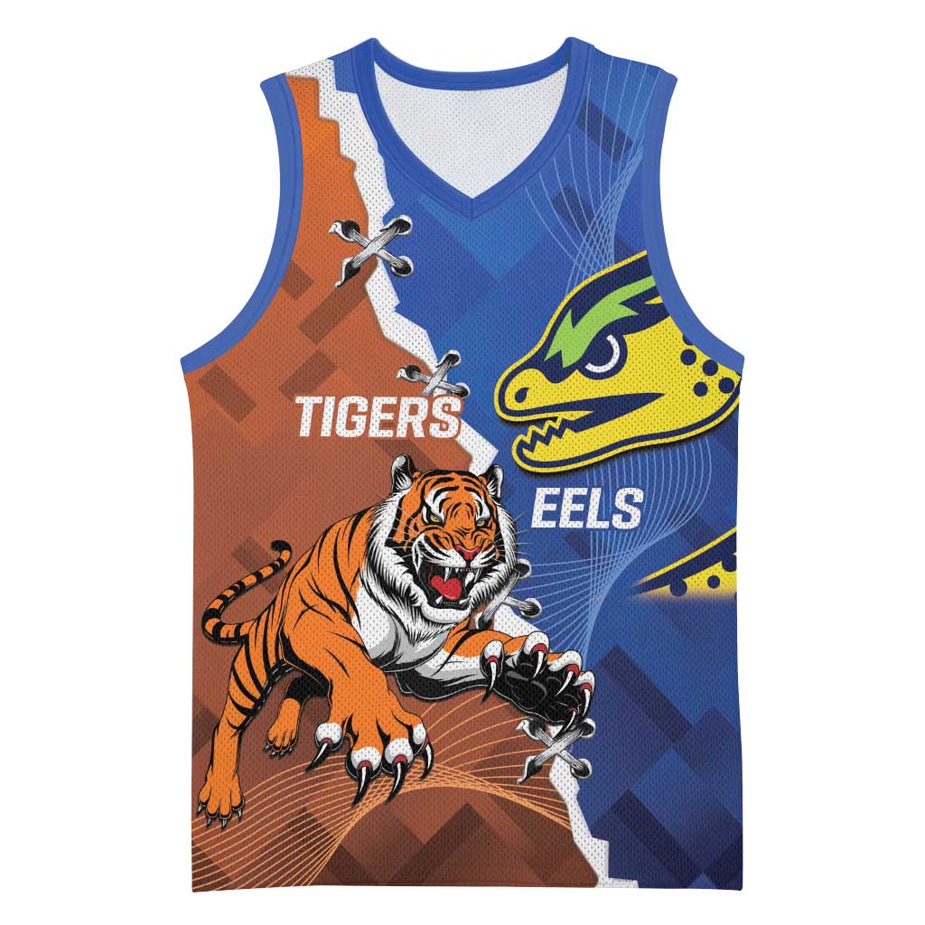 Personalised Tigers and Eels Rugby Basketball Jersey Dynamic Style