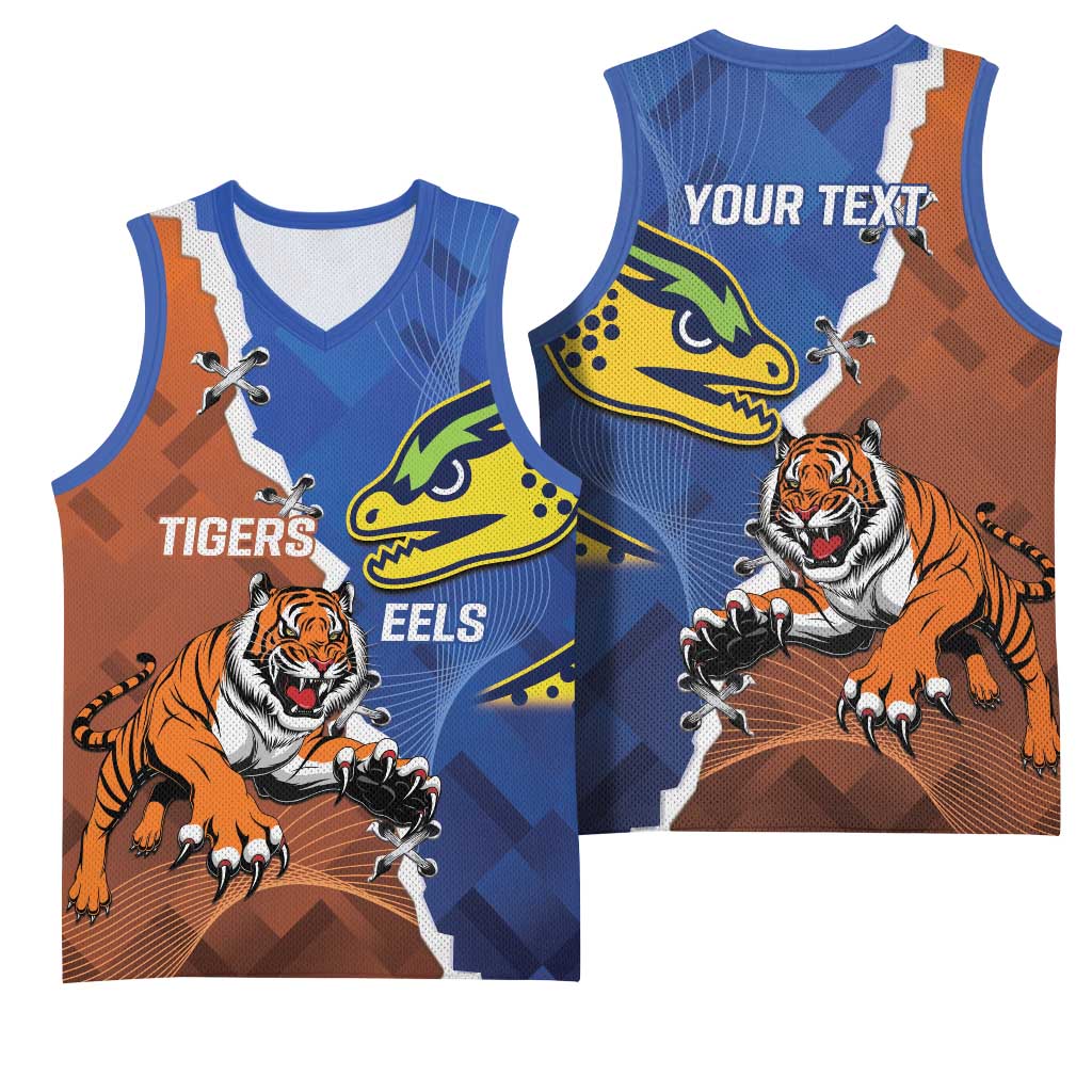 Personalised Tigers and Eels Rugby Basketball Jersey Dynamic Style