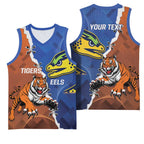 Personalised Tigers and Eels Rugby Basketball Jersey Dynamic Style