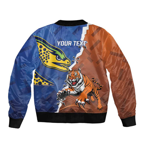 Personalised Tigers and Eels Rugby Bomber Jacket Dynamic Style