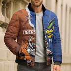 Personalised Tigers and Eels Rugby Bomber Puffer Jacket Dynamic Style