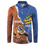 Personalised Tigers and Eels Rugby Button Sweatshirt Dynamic Style