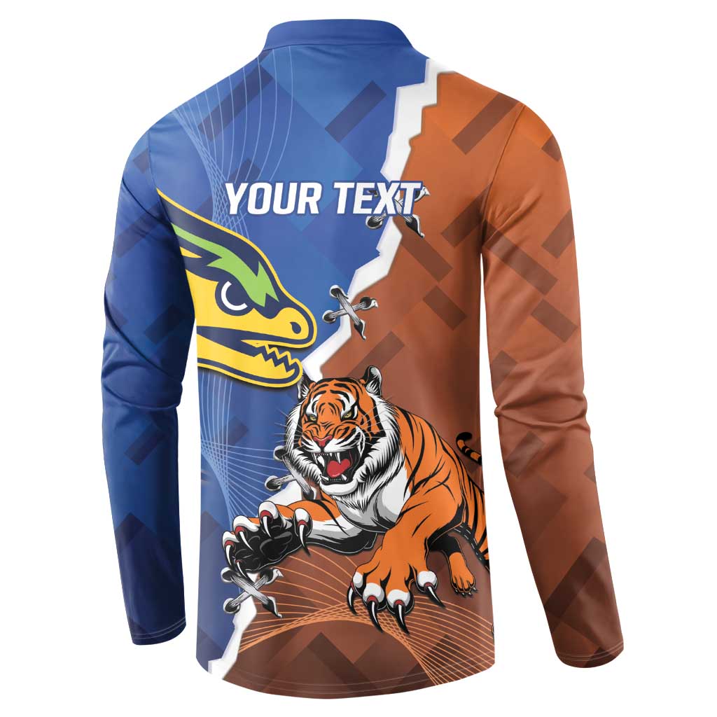 Personalised Tigers and Eels Rugby Button Sweatshirt Dynamic Style