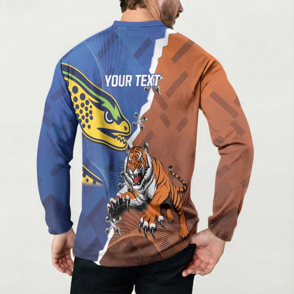 Personalised Tigers and Eels Rugby Button Sweatshirt Dynamic Style
