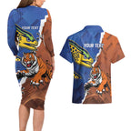 Personalised Tigers and Eels Rugby Couples Matching Long Sleeve Bodycon Dress and Hawaiian Shirt Dynamic Style