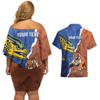 Personalised Tigers and Eels Rugby Couples Matching Off Shoulder Short Dress and Hawaiian Shirt Dynamic Style