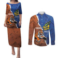 Personalised Tigers and Eels Rugby Couples Matching Puletasi and Long Sleeve Button Shirt Dynamic Style