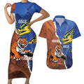 Personalised Tigers and Eels Rugby Couples Matching Short Sleeve Bodycon Dress and Hawaiian Shirt Dynamic Style