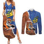 Personalised Tigers and Eels Rugby Couples Matching Summer Maxi Dress and Long Sleeve Button Shirt Dynamic Style
