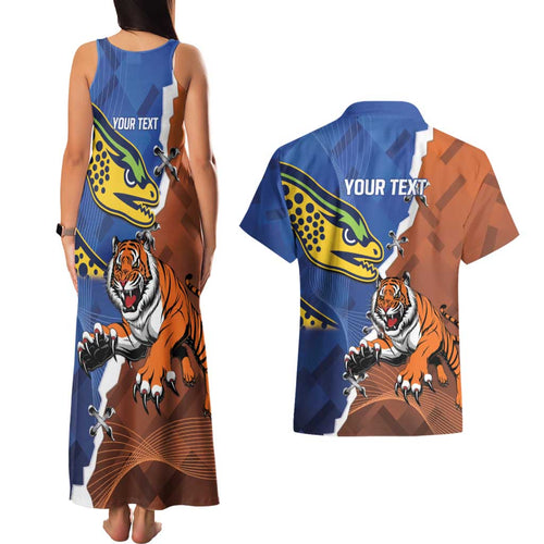 Personalised Tigers and Eels Rugby Couples Matching Tank Maxi Dress and Hawaiian Shirt Dynamic Style