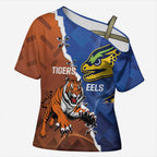 Personalised Tigers and Eels Rugby Cross Shoulder Shirt Dynamic Style