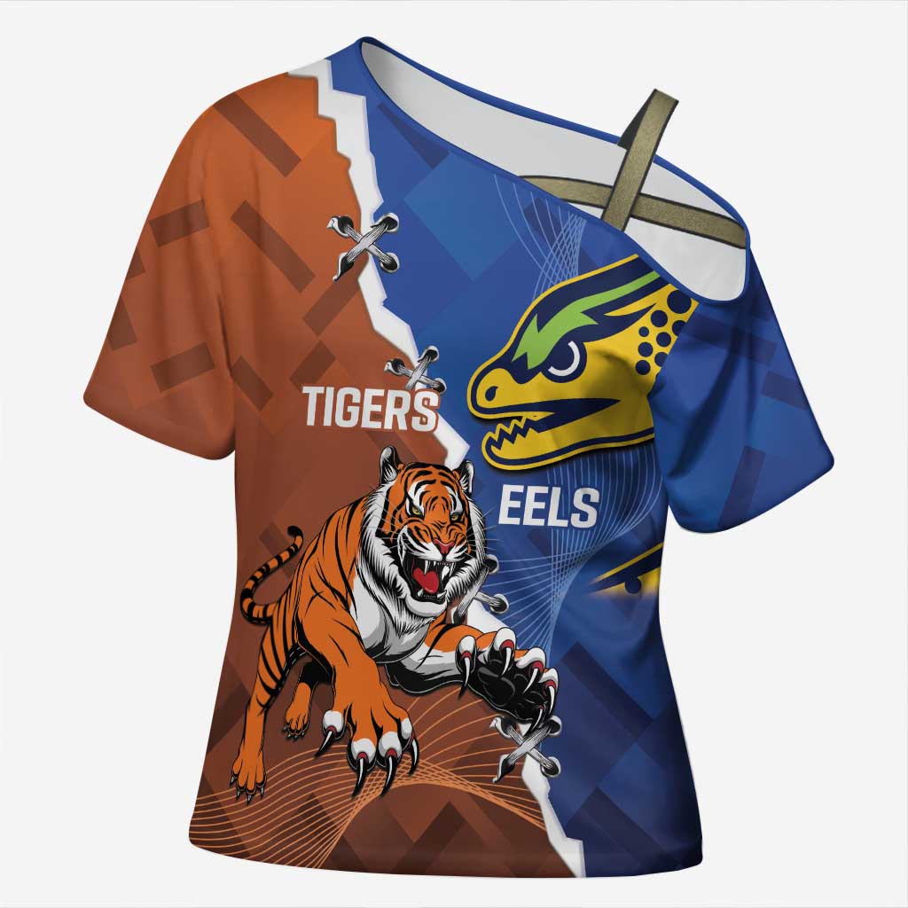 Personalised Tigers and Eels Rugby Cross Shoulder Shirt Dynamic Style