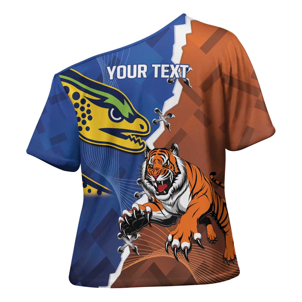 Personalised Tigers and Eels Rugby Cross Shoulder Shirt Dynamic Style