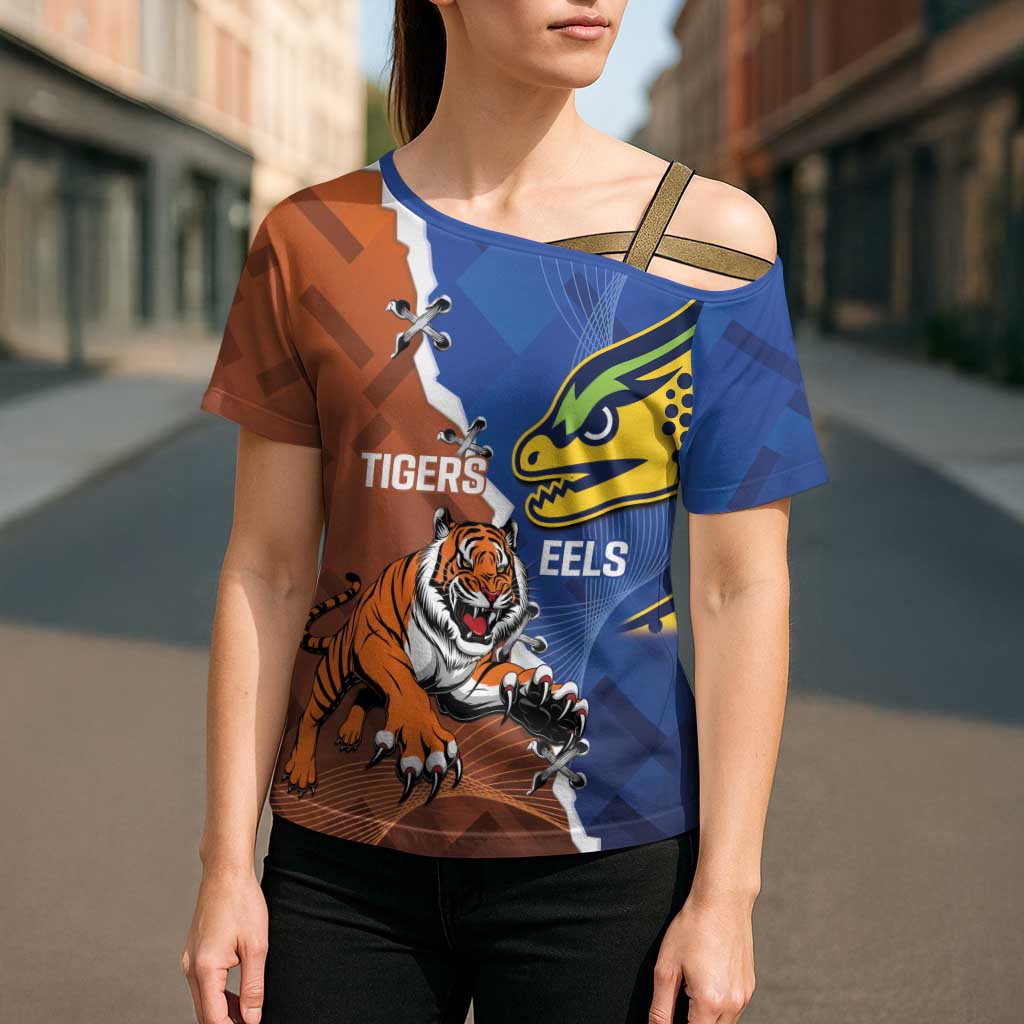 Personalised Tigers and Eels Rugby Cross Shoulder Shirt Dynamic Style
