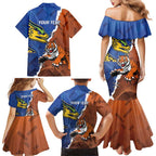 Personalised Tigers and Eels Rugby Family Matching Mermaid Dress and Hawaiian Shirt Dynamic Style