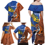 Personalised Tigers and Eels Rugby Family Matching Off Shoulder Maxi Dress and Hawaiian Shirt Dynamic Style