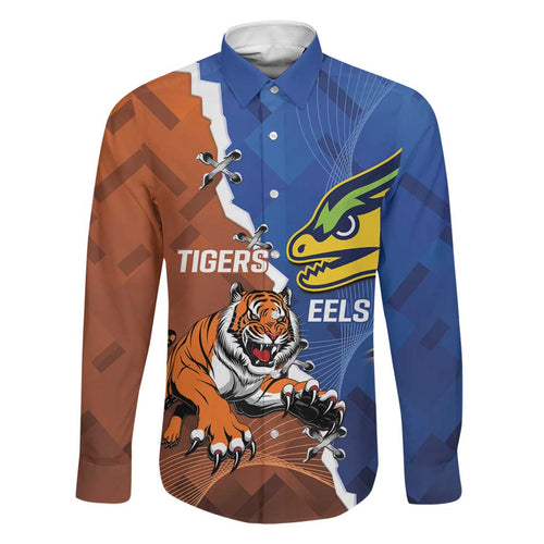 Personalised Tigers and Eels Rugby Family Matching Off Shoulder Maxi Dress and Hawaiian Shirt Dynamic Style