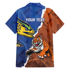 Personalised Tigers and Eels Rugby Family Matching Off Shoulder Short Dress and Hawaiian Shirt Dynamic Style