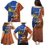 Personalised Tigers and Eels Rugby Family Matching Puletasi and Hawaiian Shirt Dynamic Style