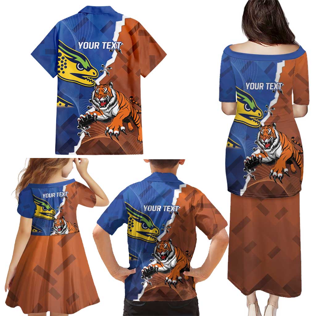 Personalised Tigers and Eels Rugby Family Matching Puletasi and Hawaiian Shirt Dynamic Style