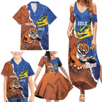 Personalised Tigers and Eels Rugby Family Matching Summer Maxi Dress and Hawaiian Shirt Dynamic Style