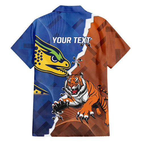 Personalised Tigers and Eels Rugby Family Matching Summer Maxi Dress and Hawaiian Shirt Dynamic Style