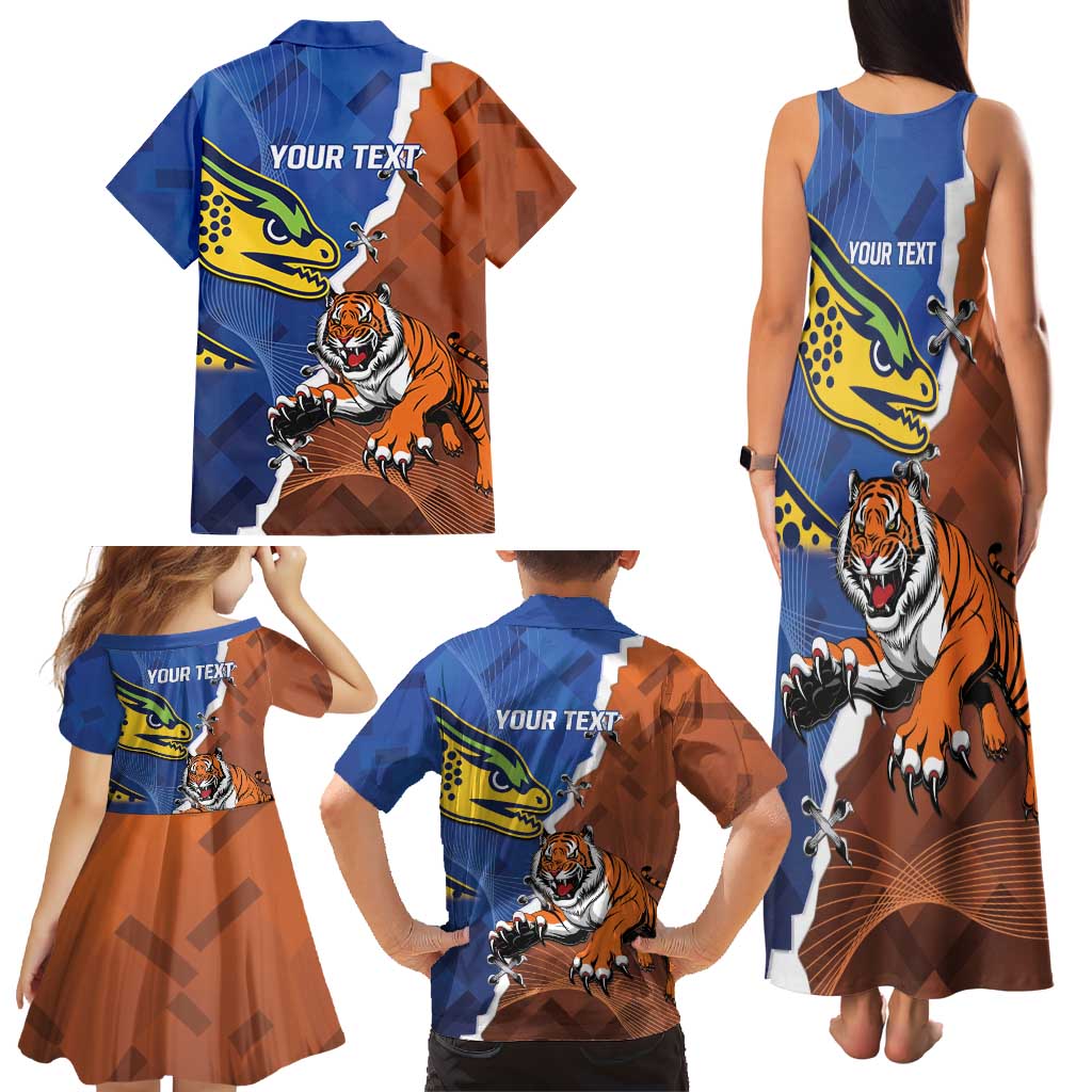 Personalised Tigers and Eels Rugby Family Matching Tank Maxi Dress and Hawaiian Shirt Dynamic Style