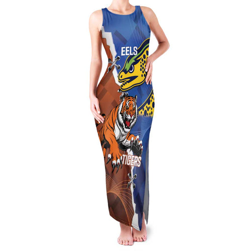 Personalised Tigers and Eels Rugby Family Matching Tank Maxi Dress and Hawaiian Shirt Dynamic Style